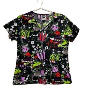Disney The Nightmare Before Christmas RIP Jack Scrub Top Size S.